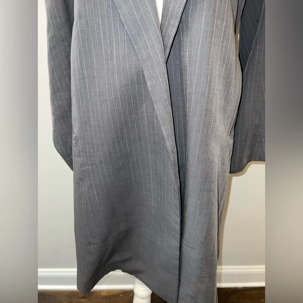 Vintage 90s Yohji Yamamoto Grey pinstriped Blazer Coat ASO Carolyn Bessette CBK - Picture 6 of 12